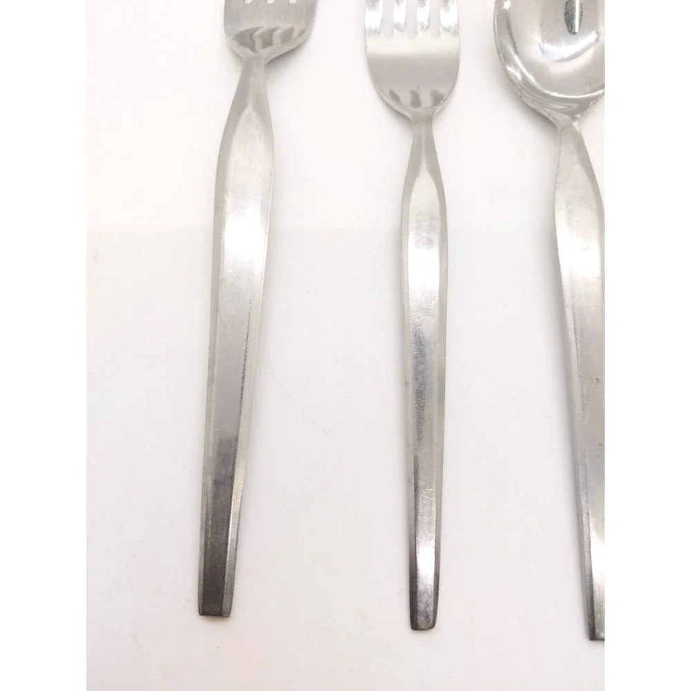 CI Japan CIF14 Flatware Set 6pc Silver Stainless Vintage MCM Tapered Handle
